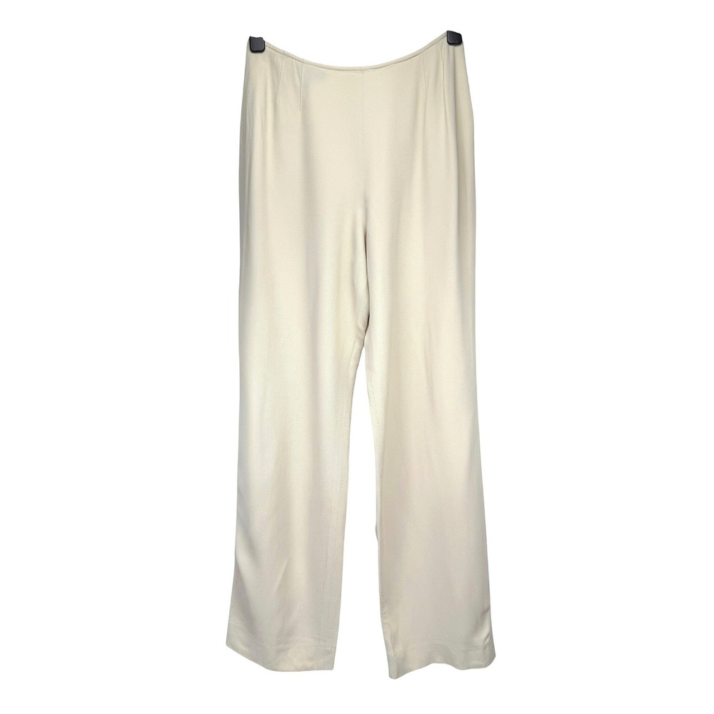 ANNE KLEIN II Cream High-Rise Acetate/Rayon Wide-Leg Women's Trousers Pants‎ 12